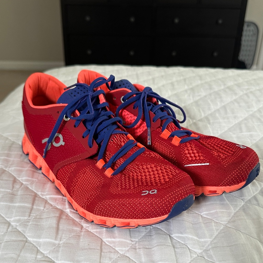 Red and Blue Athletic Shoes